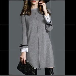 NWOT Cute Dark Gray & White Sweater Dress! Soft and stretchy 🌸